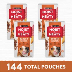 Moist & Meaty Burger with Cheddar Cheese Flavor Dry Dog Food, 6-oz pouch, case of 36 slide 2 of 9