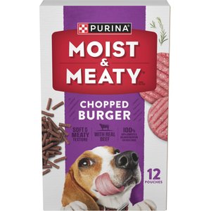 Moist & Meaty Chopped Burger Dry Dog Food, 6-oz pouch, case of 12