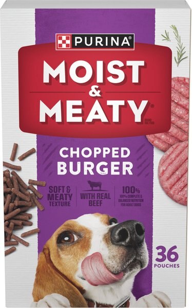 Moist & Meaty Chopped Burger Dry Dog Food, 6-oz pouch, case of 36 slide 1 of 10