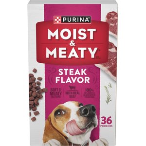 Moist & Meaty Steak Flavor Dry Dog Food, 6-oz pouch, case of 36