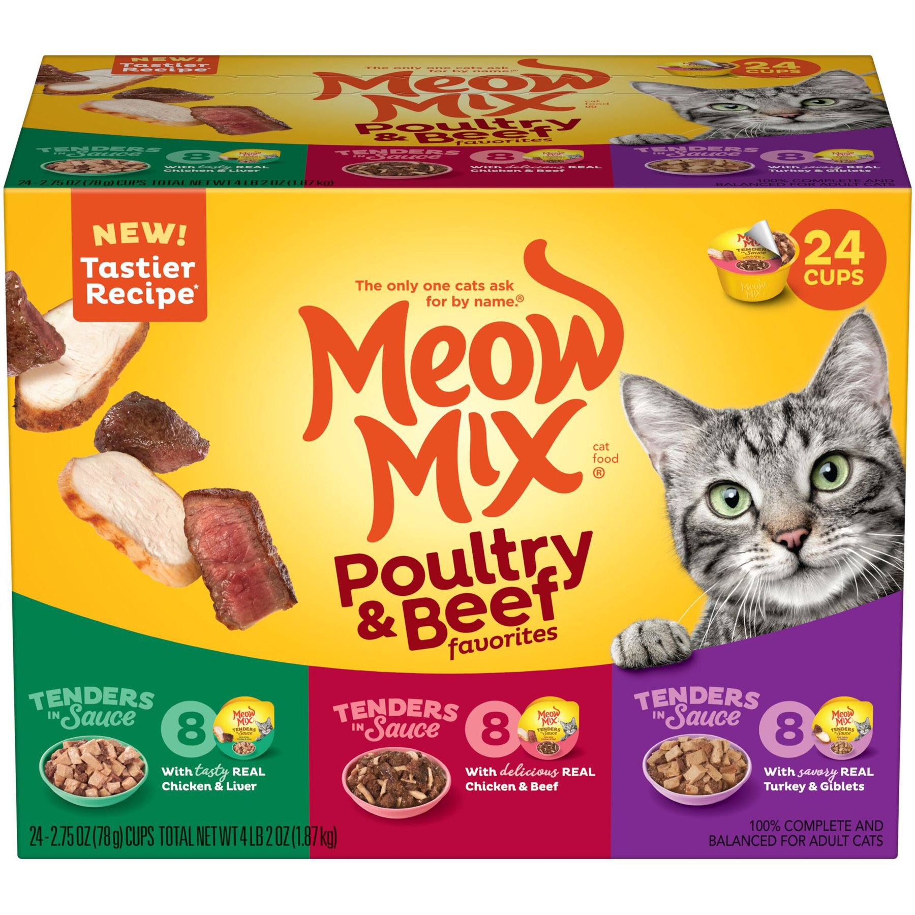 Meow Mix Poultry Selects Cat Food Variety Pack, 2.75 oz, 24 count