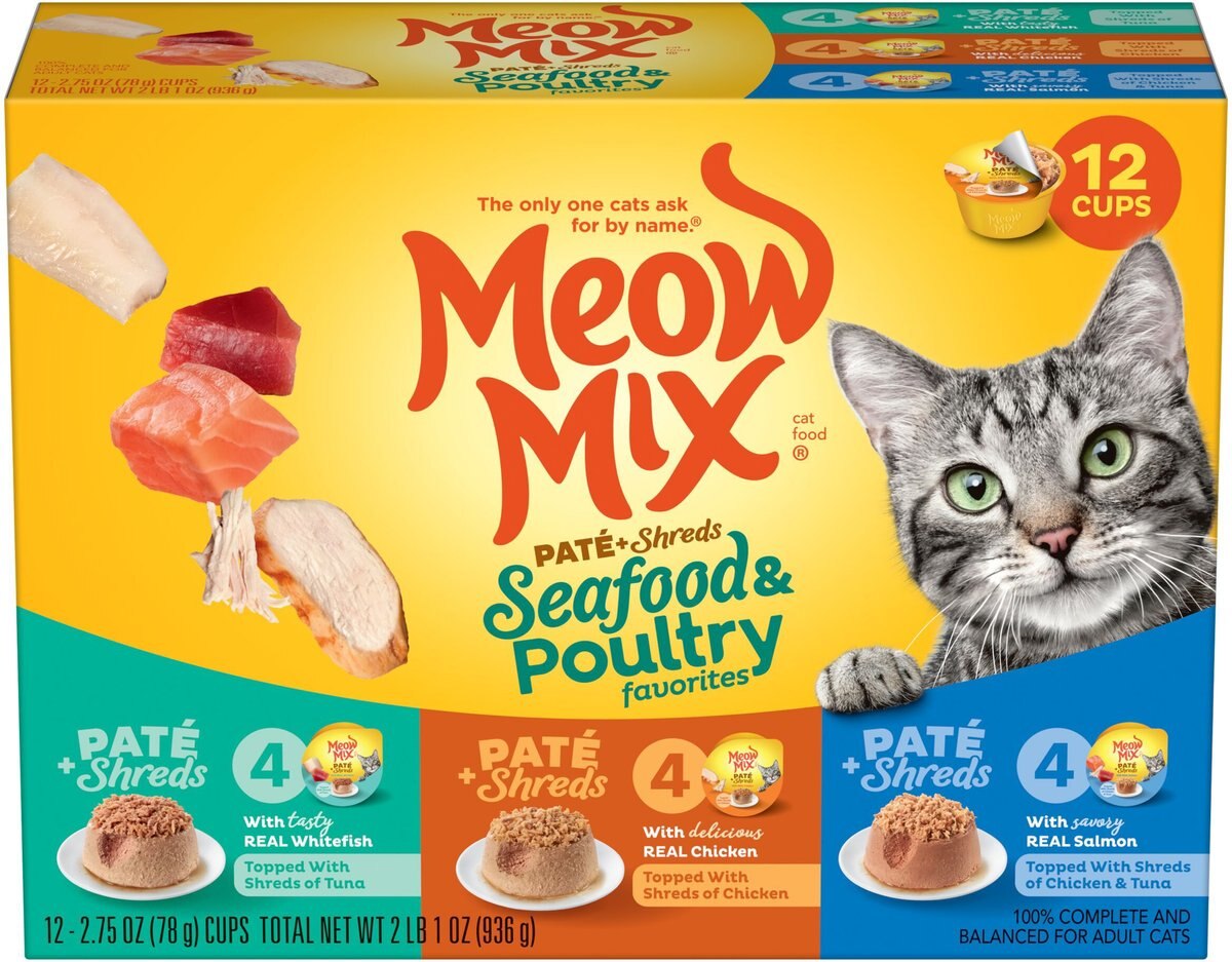 Meow Mix Simple Servings Poultry Variety Pack Cat Food Trays