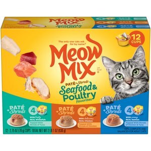 Meow Mix Tasty Layers Variety Pack Swirled Paté Cat Food, 2.75-oz can, case of 12