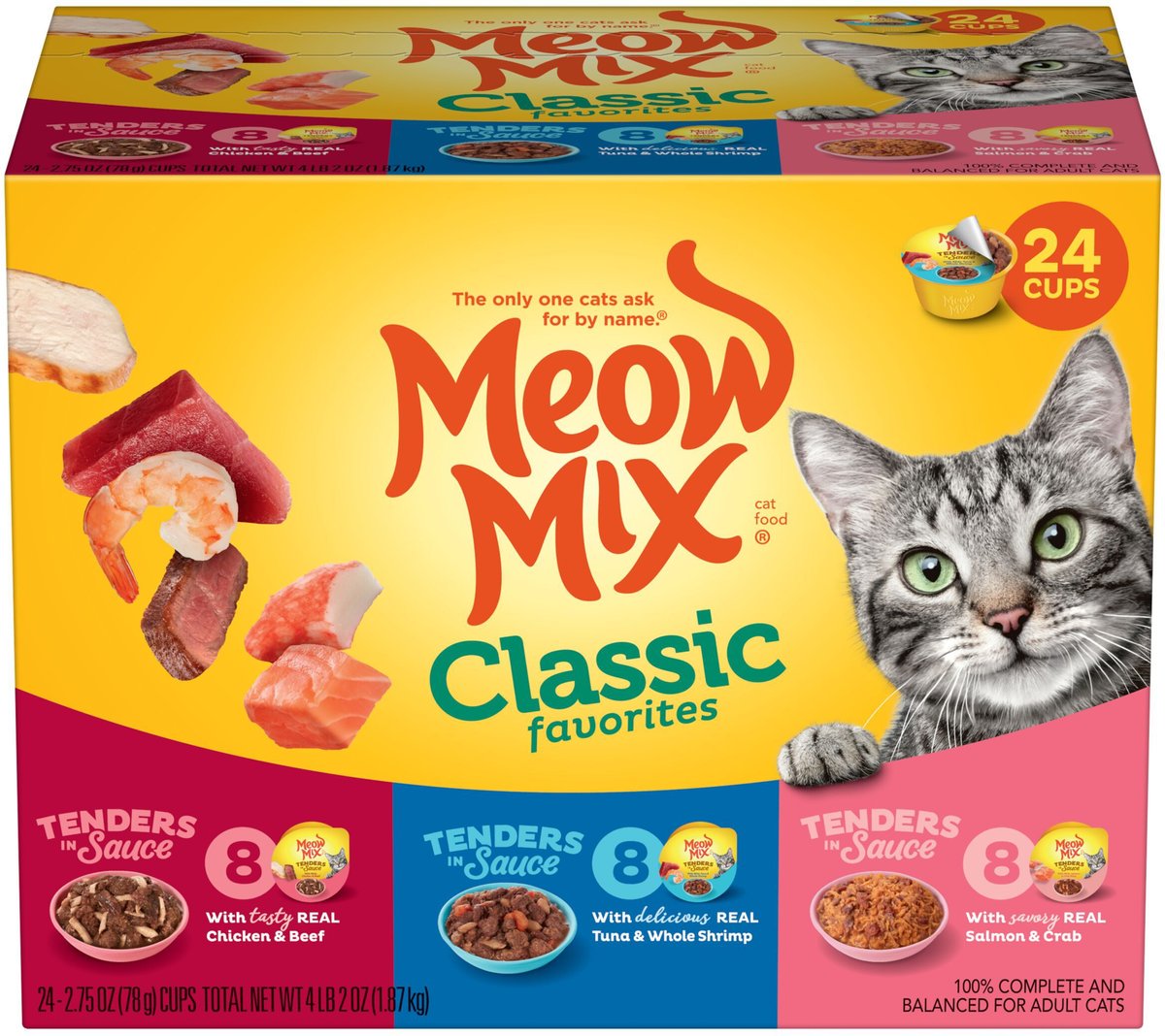 MEOW MIX Classic Favorites Tenders in Sauce Variety Pack Wet Cat