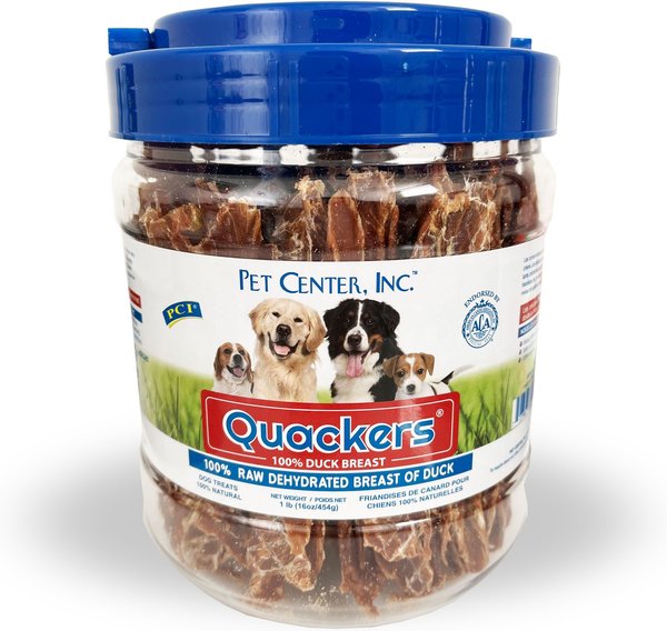 PET CENTER Quackers Duck Breast Dog Treats, 1lb jar