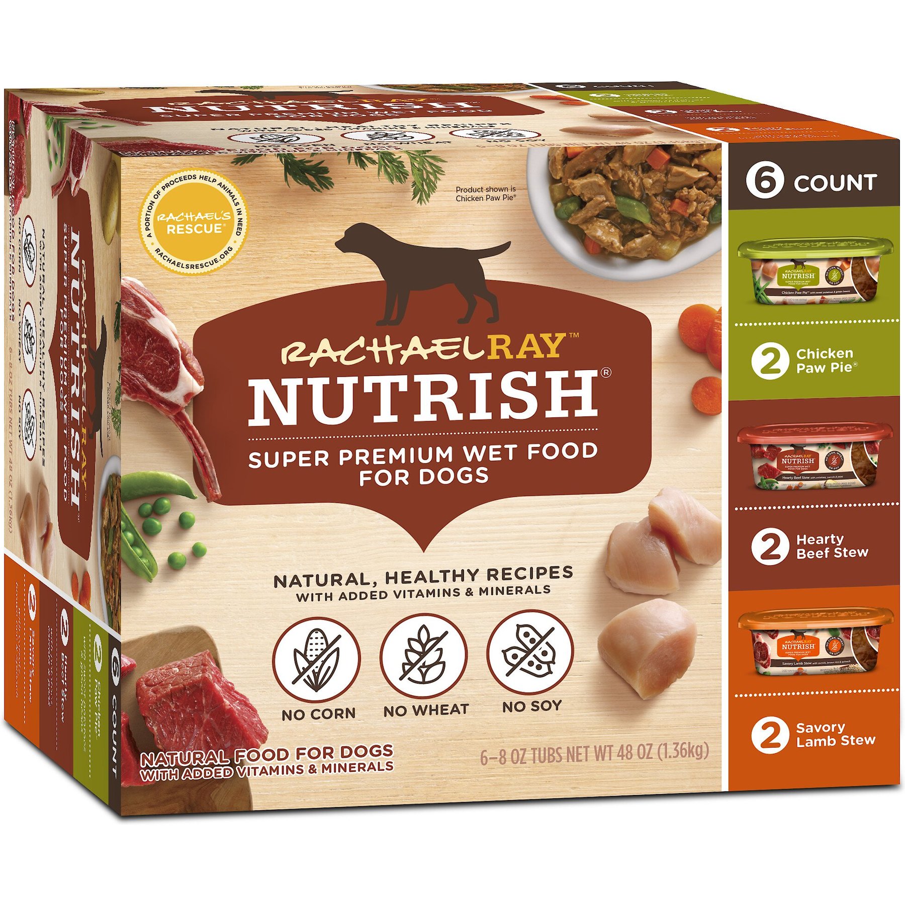 RACHAEL RAY NUTRISH Variety Pack Wet Dog Food 8 oz tub case of 6 Chewy