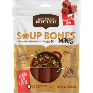Rachael Ray Nutrish Soup Bones Minis Beef & Barley Flavor Chews Dog Treats, 4.2-oz bag