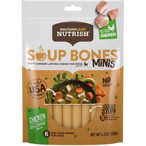 Rachael Ray Nutrish Soup Bones Minis Chicken & Veggies Flavor Dog Chew Treats, 4.2-oz bag