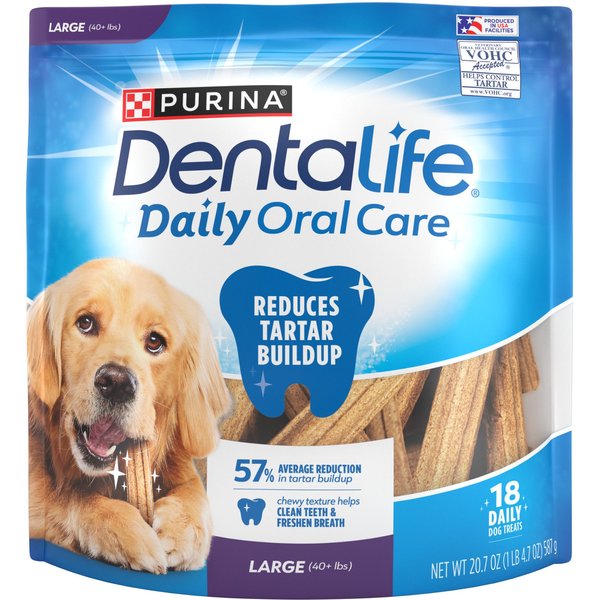 DENTALIFE Daily Oral Care Large Dental Dog Treats, 18 count