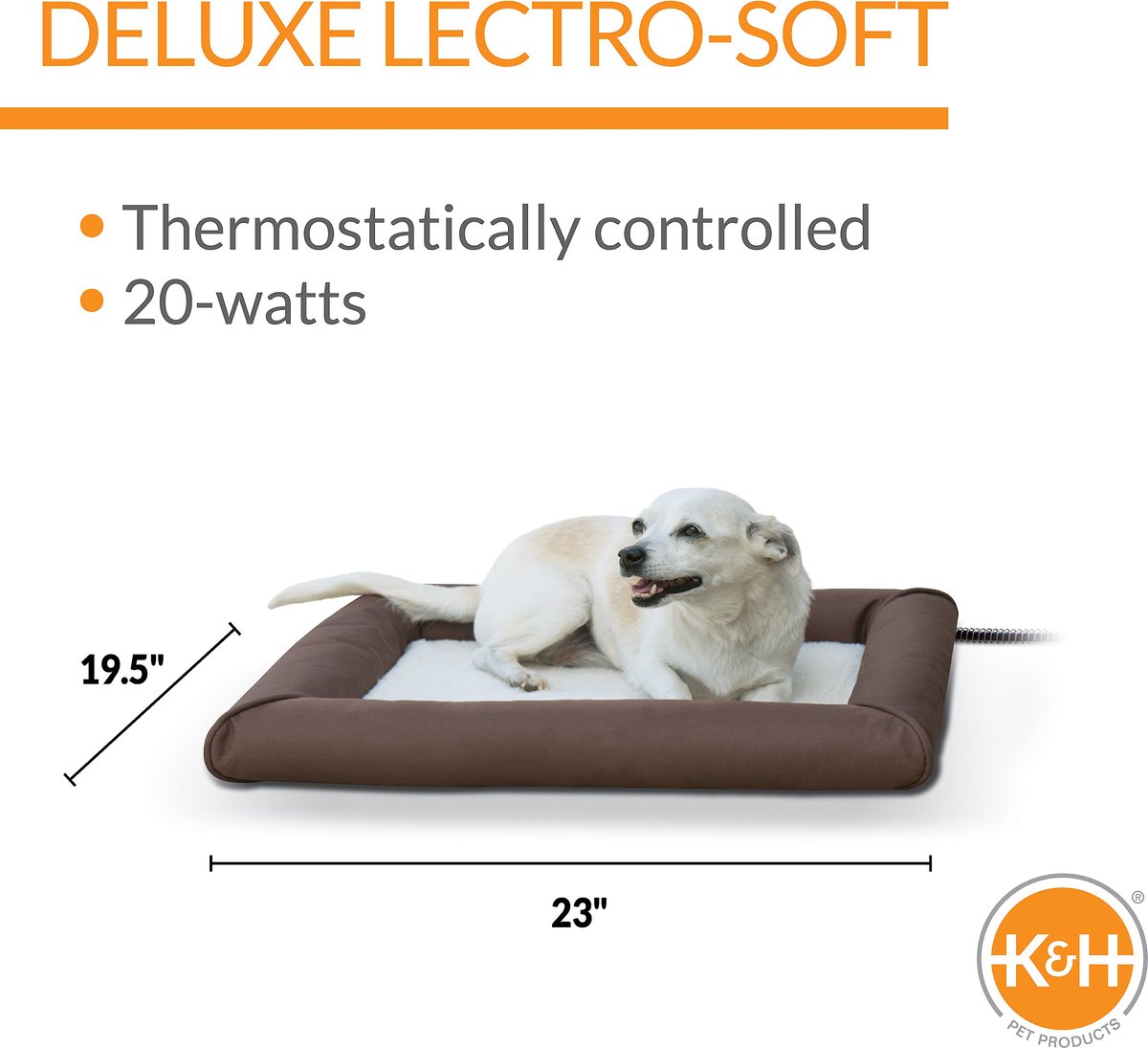K&H Pet Products Deluxe Lectro-Soft Outdoor Heated Bolster Cat & Dog Bed
