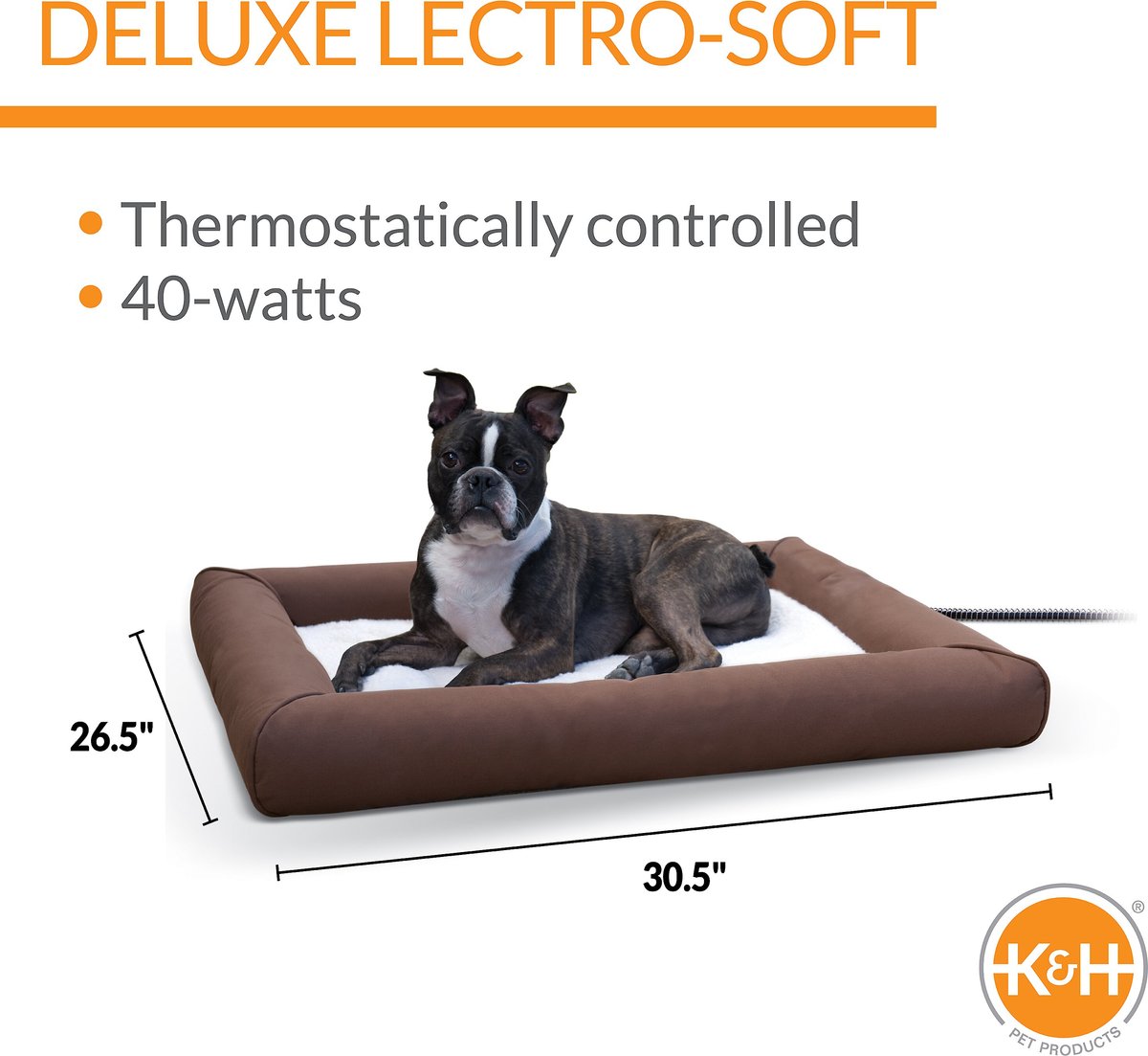 K&H PET PRODUCTS Deluxe LectroSoft Outdoor Heated Bolster Cat & Dog