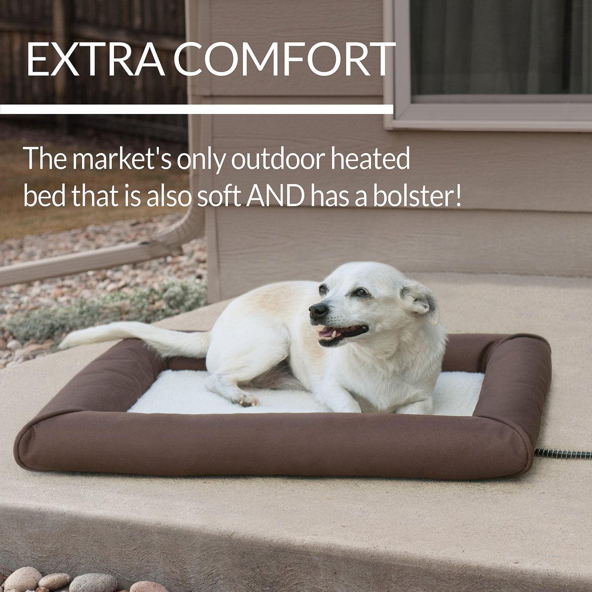 K&H PET PRODUCTS Deluxe LectroSoft Outdoor Heated Bolster Cat & Dog