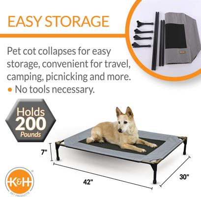 Show full view: K&H Pet Products Original Pet Cot Elevated Pet Bed, Gray, Large slide 2 of 13
