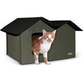 K&H Pet Products Extra-Wide Outdoor Unheated Kitty House, Olive/Black