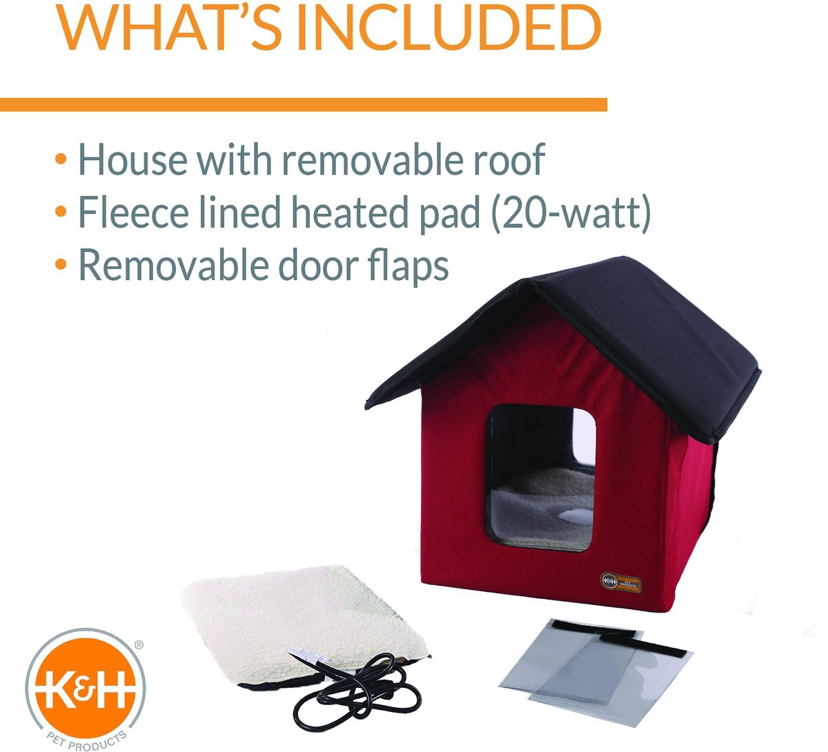 K&H PET PRODUCTS Outdoor Heated Kitty House Cat Shelter, Red/Black