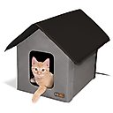 K&H Pet Products Outdoor Heated Kitty House Cat Shelter, Gray/Black