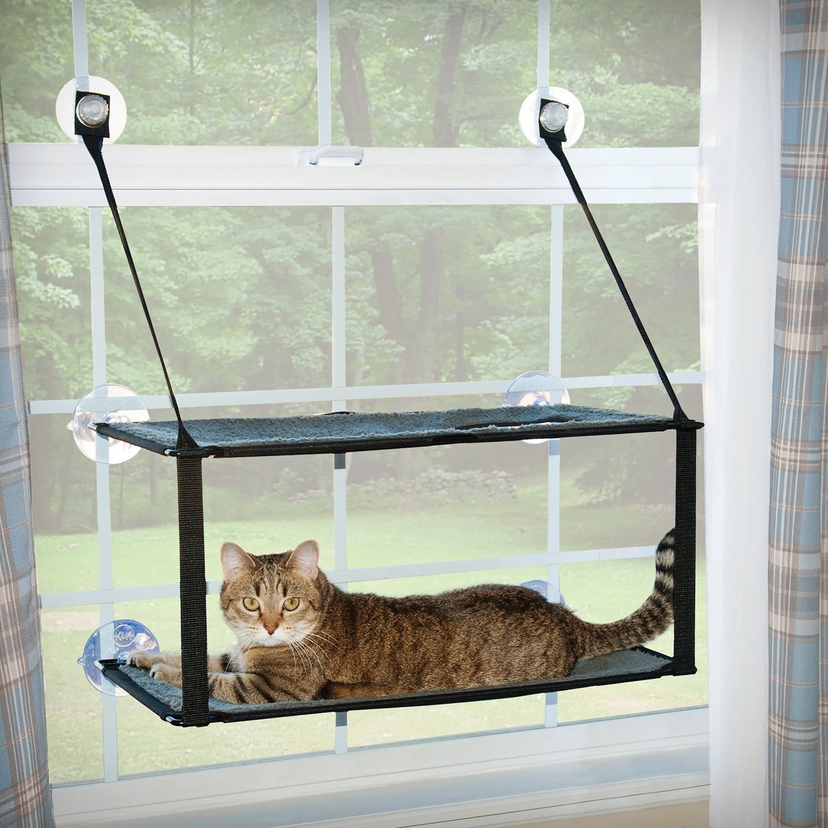 K H PET PRODUCTS EZ Mount Double Stack Kitty Sill Cat Window Perch Gray Chewy