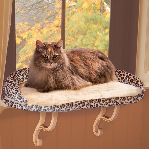 K&H Pet Products Deluxe Kitty Sill Cat Window Perch, Leopard slide 1 of 12