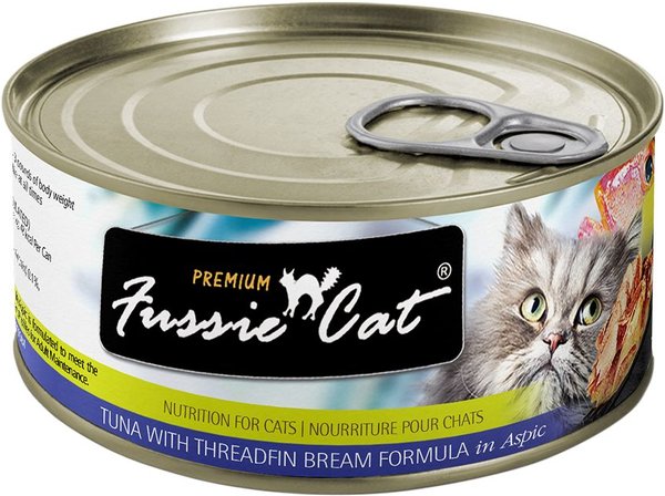 Fussie Cat Premium Tuna with Threadfin Bream Formula in Aspic Grain-Free Canned Cat Food, 2.82-oz, case of 24 slide 1 of 7