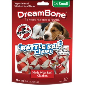 DreamBone Small Rattle Ball Chicken Chews Dog Treats, 14 count