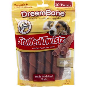 DreamBone Stuffed Twistz Pork Chews Dog Treats, 10 count