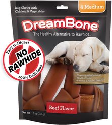 DreamBone Medium Beef Chew Bones Dog Treats, 4 count