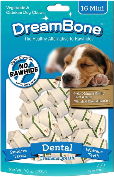 DreamBone Mini Dental Chew Bone Rawhide-Free Mini Dental Dog Treats, 16 count slide 1 of 6
