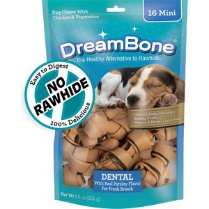 DreamBone Mini Dental Chew Bone Rawhide-Free Mini Dental Dog Treats, 16 count