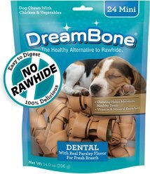 DreamBone Mini Dental Chew Bone Rawhide-Free Mini Dental Dog Treats, 24 count