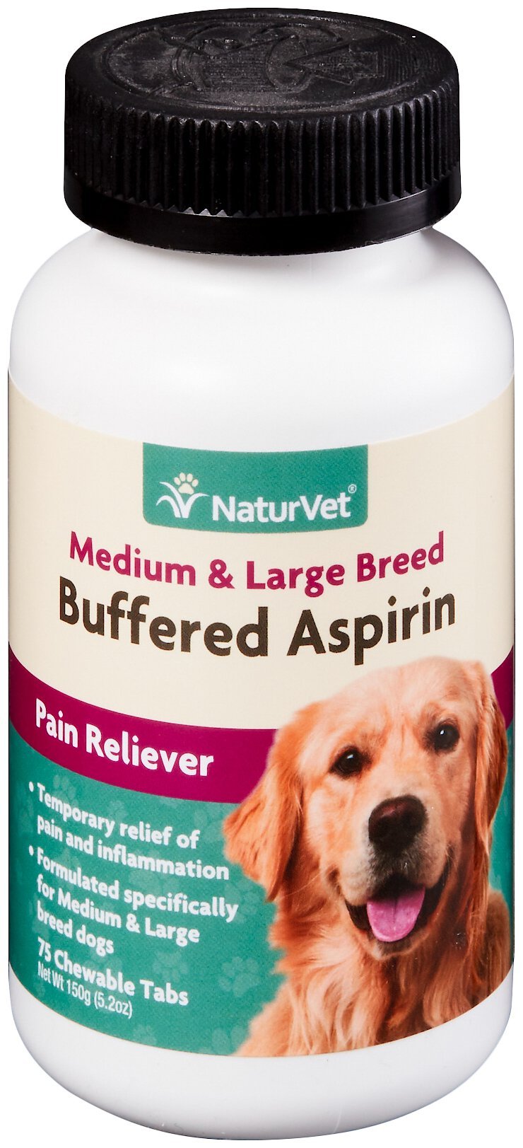 NATURVET Buffered Aspirin Medication for Pain for Medium & Large Breed