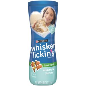 Whisker Lickin's Tuna Flavor Crunchy & Yummy Cat Treats, 4-oz tub