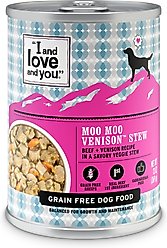 I and Love and You Moo Moo Venison Stew Grain-Free Canned Dog Food, 13-oz, case of 12