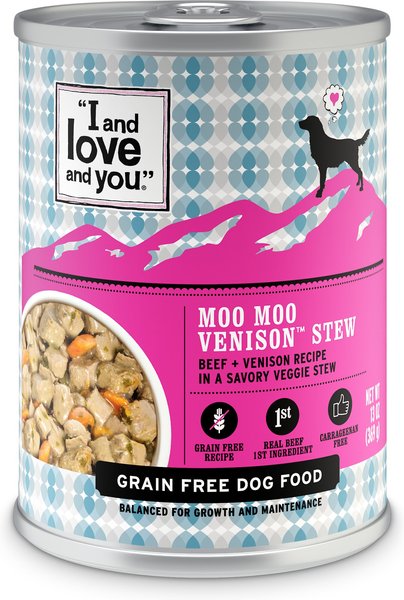 I and Love and You Moo Moo Venison Stew Grain-Free Canned Dog Food, 13-oz, case of 12 slide 1 of 10