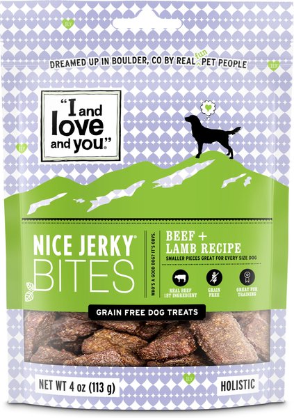 I and Love and You Nice Jerky Bites Beef and Lamb Grain-Free Dog Treats, 4-oz bag slide 1 of 10