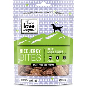 I and Love and You Nice Jerky Bites Beef and Lamb Grain-Free Dog Treats, 4-oz bag