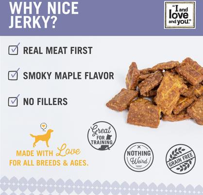 Show full view: I and Love and You Nice Jerky Bites Chicken and Duck Grain-Free Dog Treats, 4-oz bag slide 6 of 12