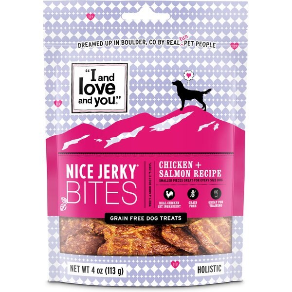 I AND LOVE AND YOU Nice Jerky Bites Chicken and Salmon GrainFree Dog