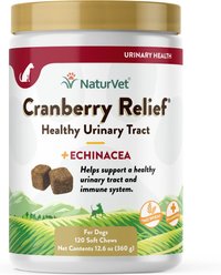 NaturVet Cranberry Relief Plus Echinacea Soft Chews Urinary Supplement for Dogs, 120 count