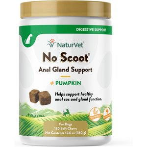 NaturVet No Scoot Plus Pumpkin Soft Chews Digestive Supplement for Dogs, 120 count