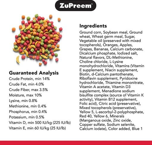 ZuPreem FruitBlend Flavor with Natural Flavors Daily Medium Bird Food, 2-lb bag