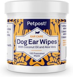 Petpost Ear Wipes with Coconut Oil & Aloe Vera for Dogs, 100 count