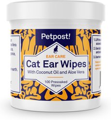 Petpost Ear Wipes with Coconut Oil & Aloe Vera for Cats, 100 count