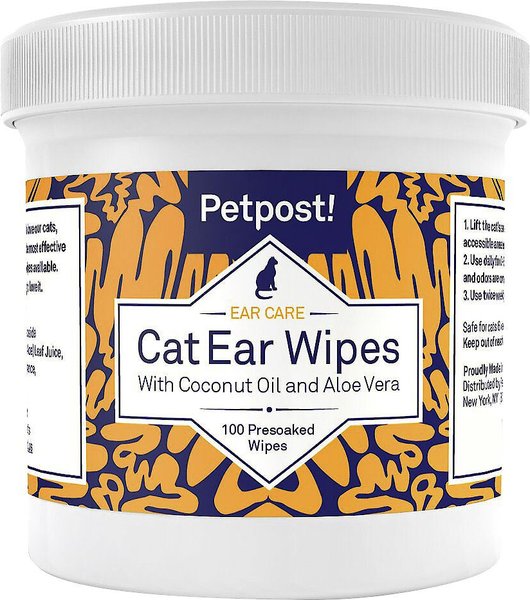 Petpost Ear Wipes with Coconut Oil & Aloe Vera for Cats, 100 count slide 1 of 3