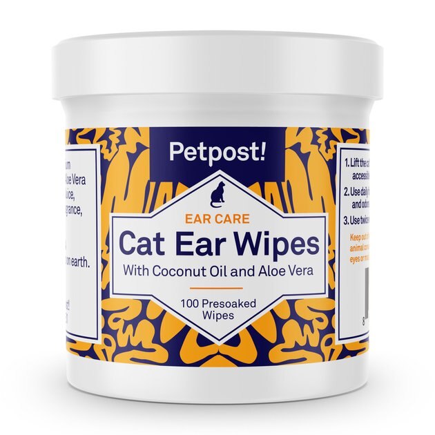 PETPOST Ear Wipes with Coconut Oil & Aloe Vera For Cats, 100 count