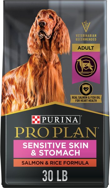 Purina Pro Plan Adult Sensitive Skin & Stomach Salmon & Rice Formula Dry Dog Food, 30-lb bag slide 1 of 10