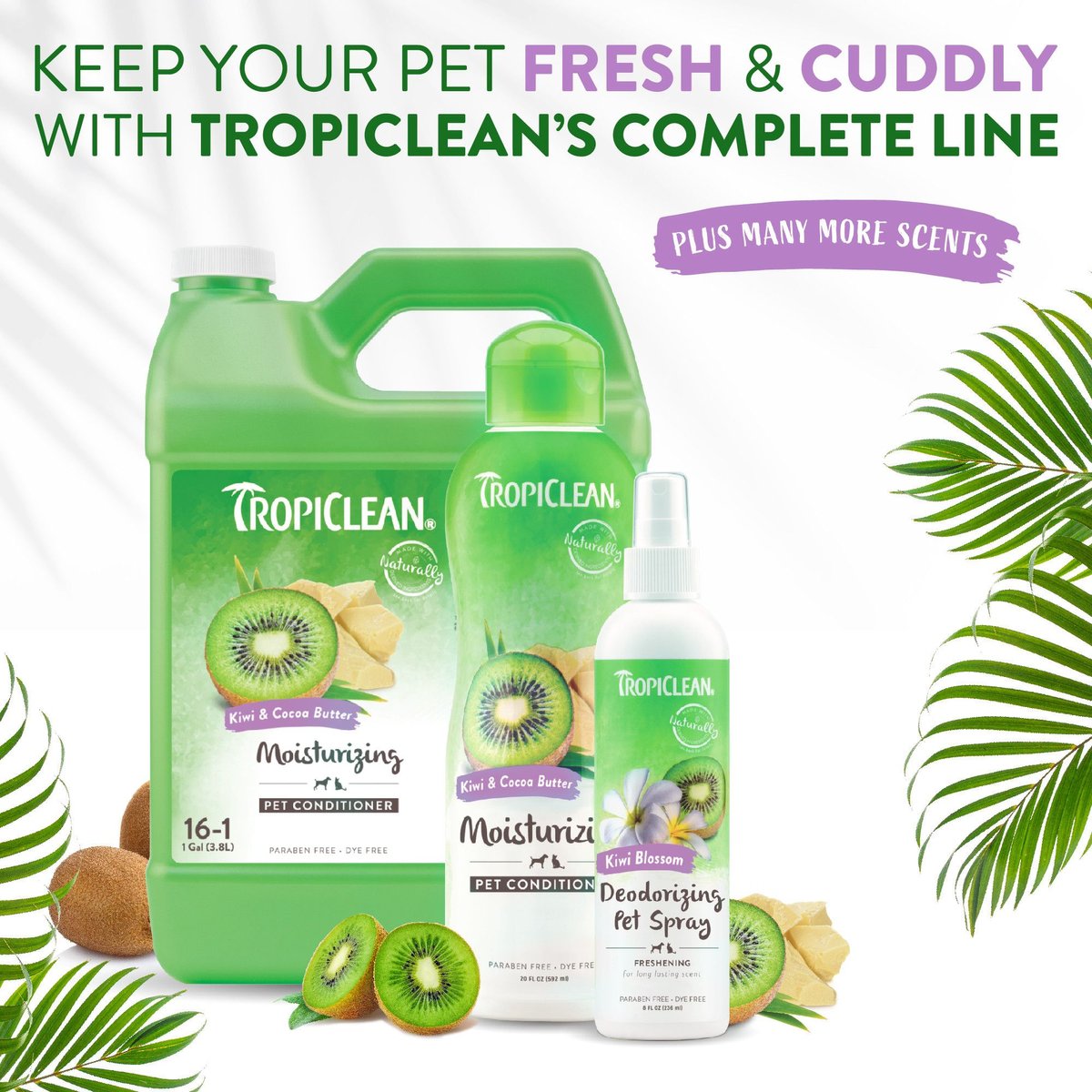 TROPICLEAN Kiwi Blossom Deodorizing Dog & Cat Spray, 8oz bottle