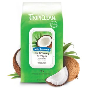 TropiClean Ear Cleaning Wipes for Dogs, 50 count