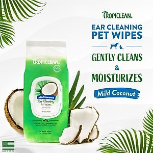TropiClean Ear Cleaning Wipes for Dogs, 50 count