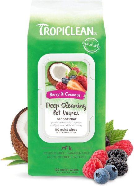 TropiClean Deep Cleaning Deodorizing Dogs Wipes, 100 count slide 1 of 4