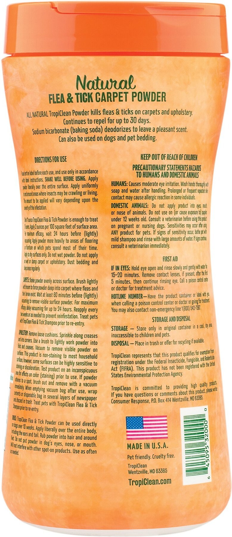 tropiclean natural flea & tick carpet powder